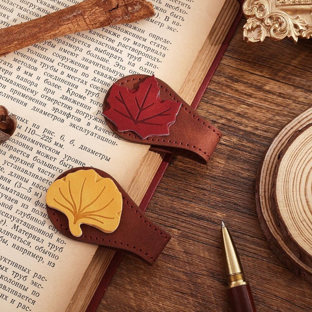 2PCS Vintage Magnetic Leather Bookmark, Leather Magnetic Bookmarks for Women, Ma